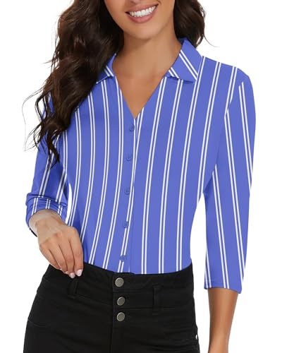 Soneven Blusen Damen Elegant V-Ausschnitt Poloshirts Damen Blusenshirt Golf Polo Langarm Shirt Business Hemdbluse Oberteil Weiße Streifen XS Soneven Blusen Damen Elegant V-Ausschnitt Poloshirts Damen Blusenshirt Golf Polo Langarm Shirt Business Hemdbluse Oberteil Weiße Streifen XS von Soneven