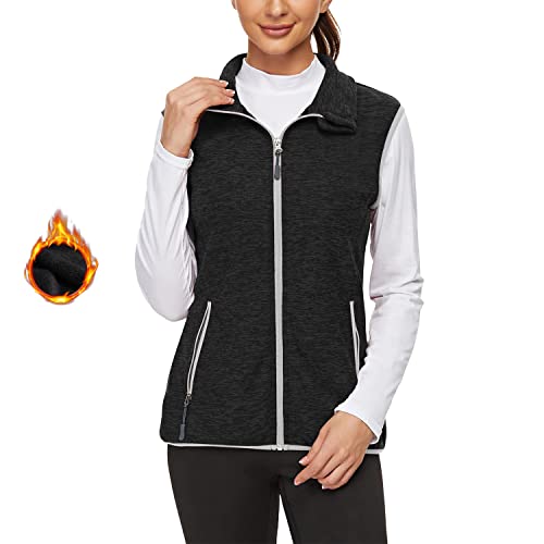 Soneven Damen Fleece Weste Outdoor Kurz Laufweste Fleeceweste Reitweste Softshell-Weste Leicht mit Reißverschluss für Laufen Wandern Winter von Soneven