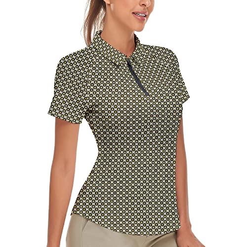 Soneven Damen Golf Poloshirt Leichtes Sportshirt Tailliert Karierte Bluse UPF 50+ Kurzarm 1/4 Reißverschluss Schnelltrocknend für Golf Tennis Soneven Damen Golf Poloshirt Leichtes Sportshirt Tailliert Karierte Bluse UPF 50+ Kurzarm 1/4 Reißverschluss Schnelltrocknend für Golf Tennis von Soneven