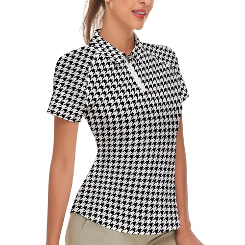 Soneven Damen Poloshirt Kurzarm Leichtes Polohemd Sport Tshirt 1/4 Reißverschluss Bluse Atmungsaktiv Schnelltrocknend für Golf Tennis von Soneven