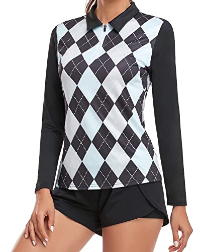 Soneven Golf Shirt Damen Poloshirt Langarm Sportshirt Damen Atmungsaktiv Laufshirt Langarm Damen Funktionsshirt 1/4 Reißverschluss Langarmshirt Damen im Polo-Stil Diamantgitter 42 Soneven Golf Shirt Damen Poloshirt Langarm Sportshirt Damen Atmungsaktiv Laufshirt Langarm Damen Funktionsshirt 1/4 Reißverschluss Langarmshirt Damen im Polo-Stil Diamantgitter 42 von Soneven