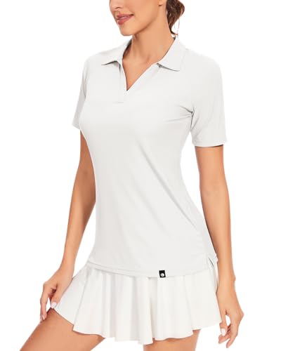 Soneven Damen Poloshirt V Ausschnitt Kurzarm Polohemd Sport Tshirts Gerippt Atmungsaktiv Schnelltrocknend Funktionsshirt für Golf Tennis[Weiß, Soneven Damen Poloshirt V Ausschnitt Kurzarm Polohemd Sport Tshirts Gerippt Atmungsaktiv Schnelltrocknend Funktionsshirt für Golf Tennis[Weiß, von Soneven