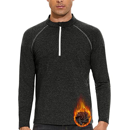 Soneven Half Zip Fleece Pullover Herren Winter Langarmshirt Herren Sport Laufshirt Herren Langarm Funktionsshirt Thermoshirt Winter Outdoor Wandershirt Atmungsaktiv Schwarz XL von Soneven