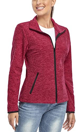 Soneven Fleecejacke Damen, Damen Fleece Jacke mit Durchgehendem Reißverschluss Langärmlig Leicht Sweatjacke Warm Winter für Wandern Outdoor Running Ski,Rosa M von Soneven