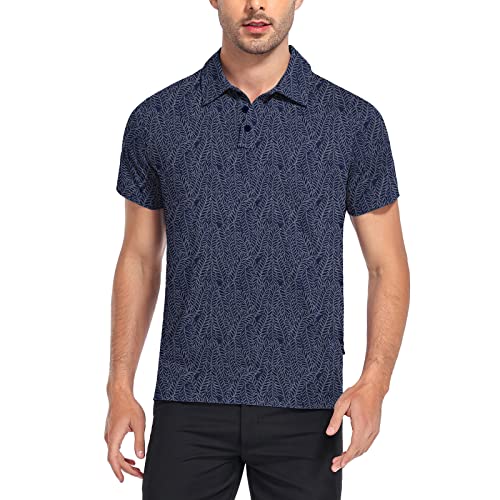 Soneven Herren Poloshirt Kurzarm Golf Polo Shirt Männer Atmungsaktiv Funktionsshirt Sport Leicht Casual Bedruckte T-Shirt Hawaiihemd für Golf Urlaub Hawaii(Blau, M) von Soneven