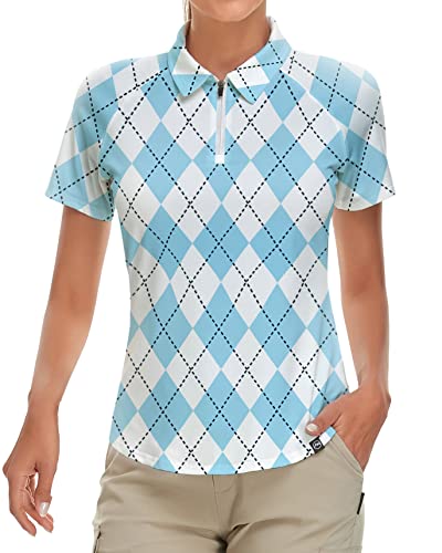 Soneven Poloshirt Damen Karierte Bluse Kurzarm 1/4 Reißverschluss Atmungsaktiv Schnelltrocknend für Golf Tennis Freizeit Soneven Poloshirt Damen Karierte Bluse Kurzarm 1/4 Reißverschluss Atmungsaktiv Schnelltrocknend für Golf Tennis Freizeit von Soneven