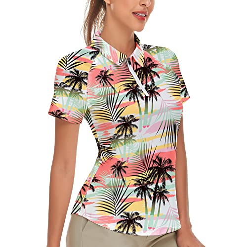 Soneven Poloshirt für Damen Kurzarm Sportshirt Damen Sport Tshirts Schnelltrocknend Atmungsaktiv Polohemd Kokosnussbaum-Druck M Soneven Poloshirt für Damen Kurzarm Sportshirt Damen Sport Tshirts Schnelltrocknend Atmungsaktiv Polohemd Kokosnussbaum-Druck M von Soneven