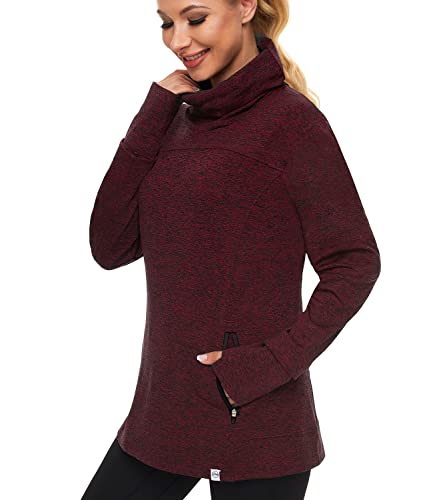 Soneven Rollkragen Pullover Damen Fleece Pulli Warm Funktionsshirt Damen Langarm Laufshirt Thermo Sweatshirts mit Schalkragen Wandershirt Atmungsaktive Running Sportoberteile XL von Soneven