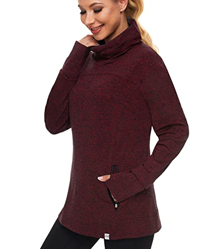 Soneven Rollkragen Pullover Damen Fleece Pulli Warm Thermo Sweatshirts mit Schalkragen Funktionsshirt Damen Langarm Laufshirt Wandershirt Atmungsaktive Running Sportoberteile L von Soneven