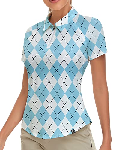 Soneven Sportshirt Damen Kurzarm Poloshirt Damen Blau Laufshirt Tennis Golf Polo Shirt Funktionsshirt Polohemd Sommer Oberteile Sport t Shirt Basic Tops Wandershirts Blau L von Soneven