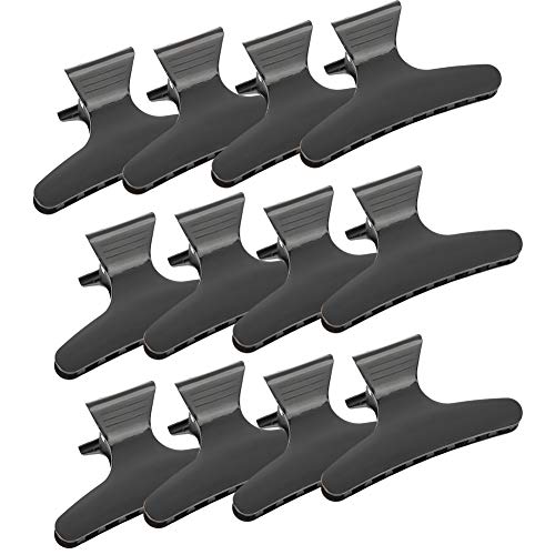 Sonew 12Pcs Schwarzer Schmetterling Haarspange, Frisuren Zubehör rutschfeste Haarspangen für Frauen, Haar Abschnitt Greifer Klammern Hairdressing Werkzeugabschnittclips hält von Sonew