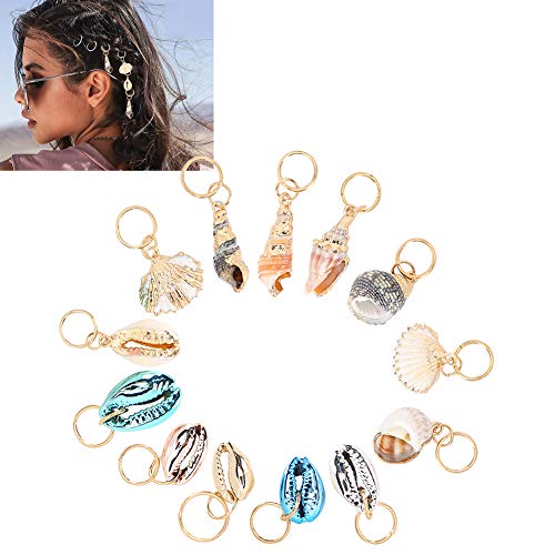 13pcs Haar Zopf Ringe Dreadlocks Ring Shell Haarringe DIY Einzigartige Frisuren Haarschmuck Zopf Zubehör für Frauen und Mädchen Einfach zu Bedienen von Sonew