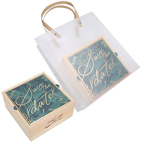 2 Sätze Hochzeit Holz Geschenkboxen, PVC Exquisite Candy Verpackung Taschen Braut Geburtstagsfeier und Weihnachten Brautjungfer Vorschlag Box (tiefe Waldfarnblätter) von Sonew