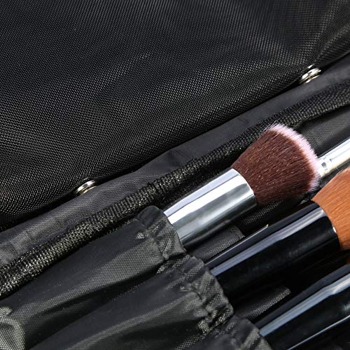 2Colors Professional Makeup Brushes Tasche, Makeup Artist Case mit Gürtelriemenhalter, Toiletry Organizer Kosmetik Aufbewahrungskoffer Reißverschluss Handtasche (Black) von Sonew