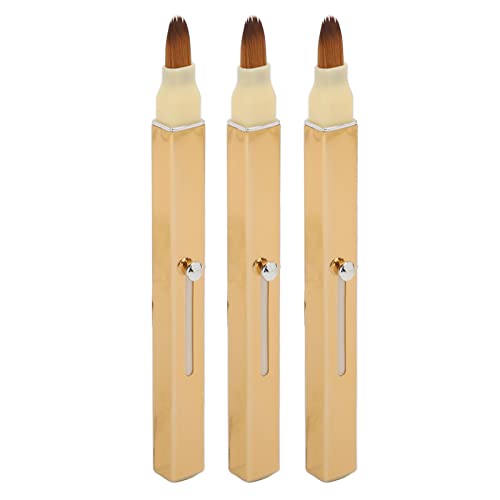 3 STÜCKE Gold Einziehbarer Lippenpinsel, Tragbarer, Weicher, Doppelseitiger Concealer, Lippen-Make-up-Pinsel, Kosmetisches Werkzeug, Pinsel für Frauen und Mädchen von Sonew