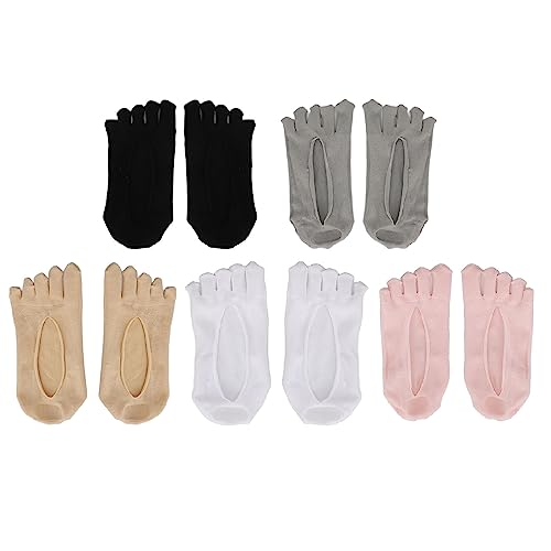 5 Paar Damen-Socken mit Niedrigem Schnitt, Atmungsaktives Mesh, Hautfreundliche Vollfingersocken, Niedrig Geschnittene Fünf-Finger-Laufsocken, Sportliche, Unsichtbare von Sonew