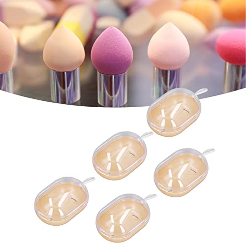 Sonew 5-teiliges Beauty-Schwammetui, Gelbes Beauty-Mixer-Schwammhalter-Set mit Transparenter Abdeckung für Schmuck-Ohrringe usw., Make-up-Mixer-Halter-Set für Frauen, Heimbüro und Reisen von Sonew