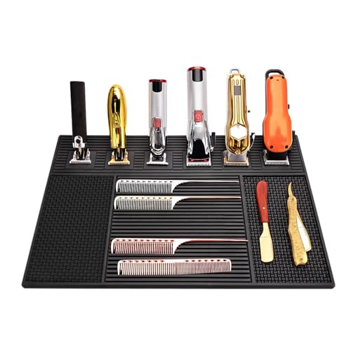 Barber-Organizer-Matte, Silikon-Barber-Tischunterlage, Barber-Organizer-Matte für Haarschneidemaschinen, Rutschfeste Silikon-Barbershop-Arbeitsplatzunterlage, für Clippers-Scheren von Sonew