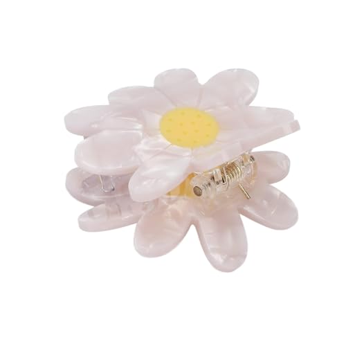 Blumen-Haarkralle, Elegante Blumenform Modische Haarspange Rutschfeste Haarfangspangen Kieferklemmen Haarschmuck für Frauen Mädchen(Weiße Gänseblümchen) von Sonew