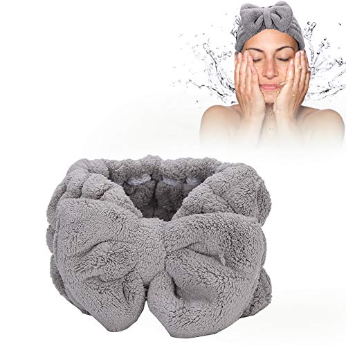 Coral Fleece Haarbogen Stirnband Make-up Haarbänder Shampoo Spa Bad Haarschmuck, Elastisches Stirnband für Mädchen Damen (Hochwertiges graues Haarband) von Sonew