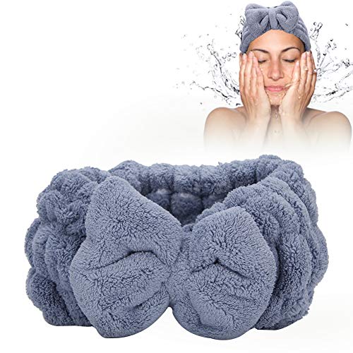 Coral Fleece Haarbogen Stirnband Make-up Haarbänder Shampoo Spa Bad Haarschmuck, Elastisches Stirnband für Mädchen Damen (dunstblaues Haarband) von Sonew