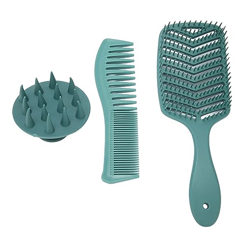 Haarbürsten-Kamm-Set, Silikon, Tragbares Detangler-Haarkamm-Set für Nasses, Trockenes, Lockiges Haar, für Damen und Herren, Haarstyling von Sonew