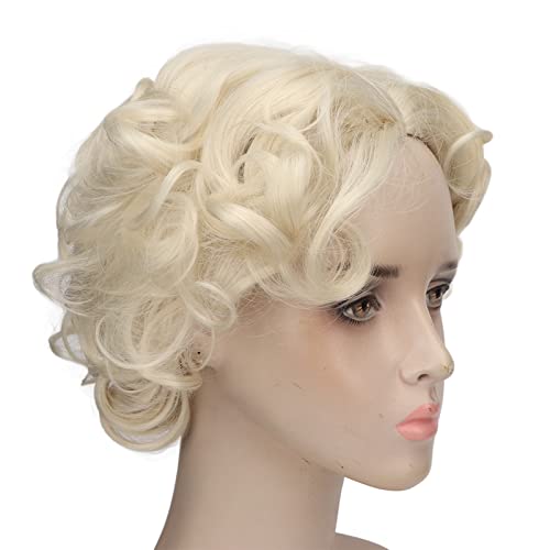 Sonew Kurze Lockige Perücke für Frauen, Mode, Klassischer Glanz, Hitzebeständigkeit, Kurze Blonde Perücken, für den Täglichen Partyabend, Cosplay von Sonew