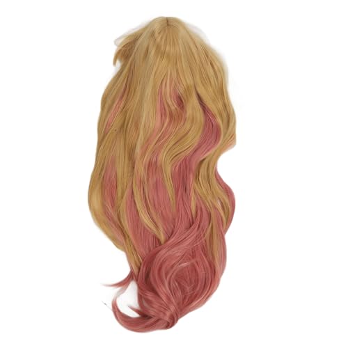 Lange Haarperücke, Atmungsaktive Netz-Gelb-Rosa-Haar-Perücken mit, Cartoon-Figur, Cosplay-Perücken für Frauen und Mädchen von Sonew