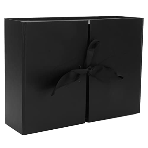 Luxus-Doppeltür-Geschenkbox, 26 X 19 X 8 Cm, Große Kapazität, Dekorative Faltverpackung, Geschenkbox, Schleifendesign, Wiederverwendbare Geschenkverpackung für Geschenke (Schwarz) von Sonew