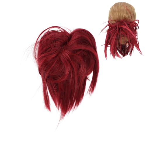 Messy Bun Haarteil, 4 Farben, Frauen Mädchen Hochsteckfrisur Synthetische Haargummis Messy Bun Haarperücke mit Band(Rot) von Sonew