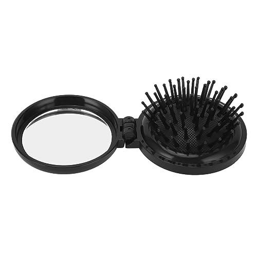 Mini-Haarbürste für Geldbörse, Tragbare Kleine Faltbare Spiegel-Haarbürste, Runde Tasche, Kissen-Haarbürste mit Spiegel für Mädchen und Frauen von Sonew