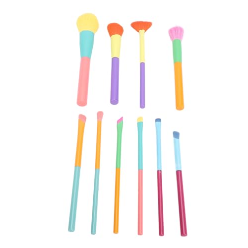Sonew 10-teiliges Buntes Kosmetikpinsel-Set, Niedliches Gesichts-Augen-Make-up-Pinsel-Set mit Weichem Nylonhaar für die Konturierung von Losem Puder, Rouge und Lidschatten von Sonew