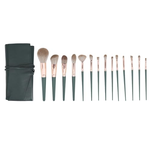 Sonew 14-teiliges Make-up-Pinsel-Set, Concealer, Lidschatten, Foundation, Puderpinsel-Set für Empfindliche Haut mit PU-Beutel (grün) von Sonew