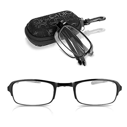Sonew Faltbare Lesebrille leichte professionelle falten presbyopische Brille für Mann Frauen schwarz Nylon Zip-Case(1.0) von Sonew