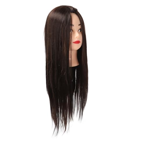 Sonew Friseur-Schaufensterpuppenkopf, 63 Cm Großer Kunstfaserkopf mit Schwarzem Haar, Schönheitsschul-Schaufensterpuppenköpfe Zum Üben von Styling und Make-up von Sonew