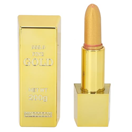 Sonew Glitter Gold Lippenstift für Frauen, Gold-Metallic-Lippenstift, Wasserfest, Langlebig, Hochpigmentierte Lippen-Make-up-Kosmetik, 3D-Glanz Feuchtigkeitsspendend, 3,5 G (01) von Sonew