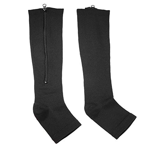 Sonew Kompressionsstrümpfe Damen, Sport Kalb Knie Unterstützung Offene Zehe (XXL-Black) von Sonew