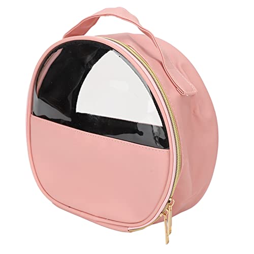 Sonew Transparenter Kulturbeutel, Tragbarer Kulturbeutel aus PU-Leder mit Doppeltem Reißverschluss, Halbkreisförmige Make-up-Tasche für Creme, Pinsel, Lippenstift von Sonew