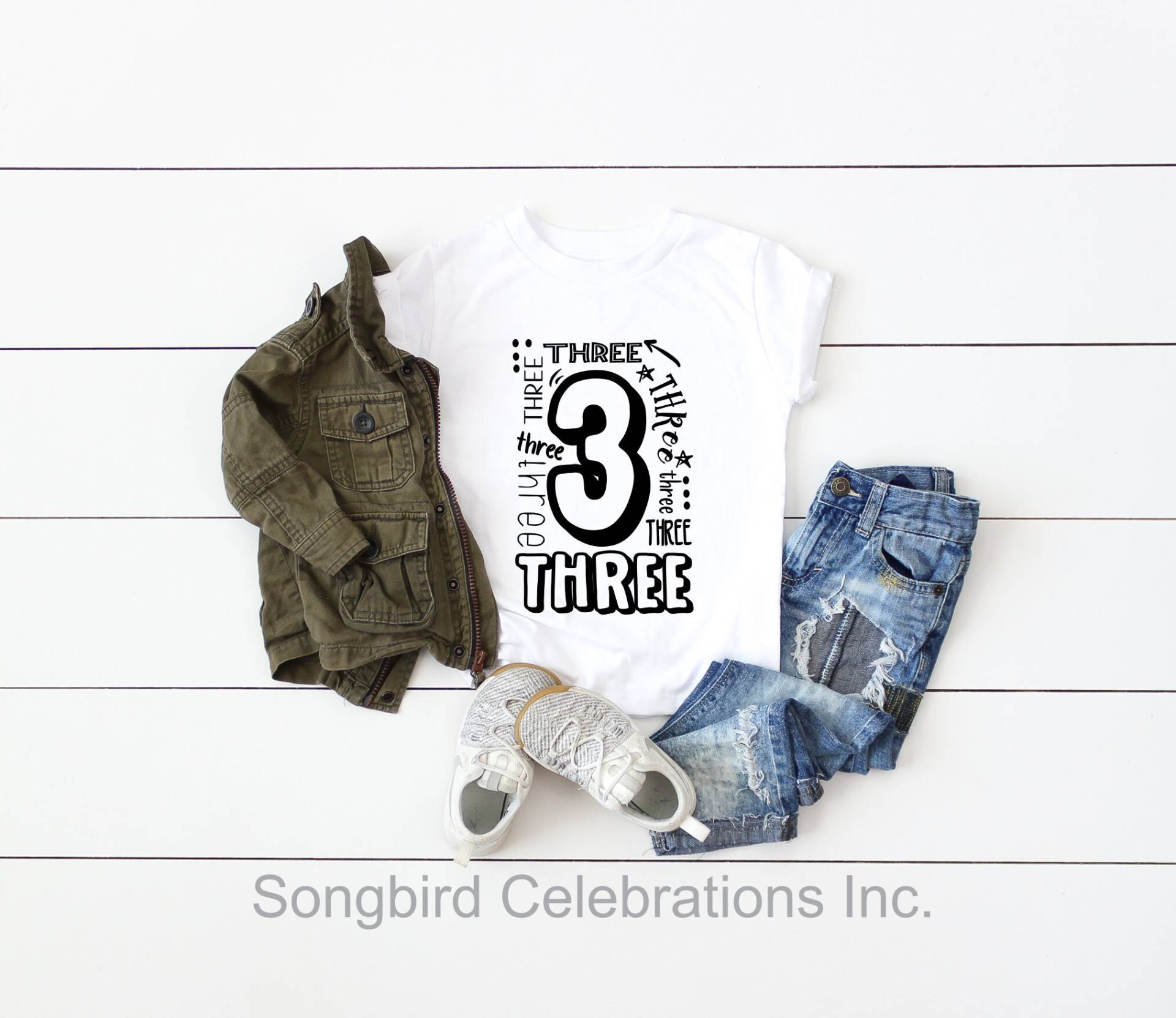 3. Geburtstag Junge Shirt Zweiten T Drei Wort 3 Baseball Stil Raglan Jersey Personalisierte Name Und Nummer Auf Der Rückseite von SongbirdCelebrations