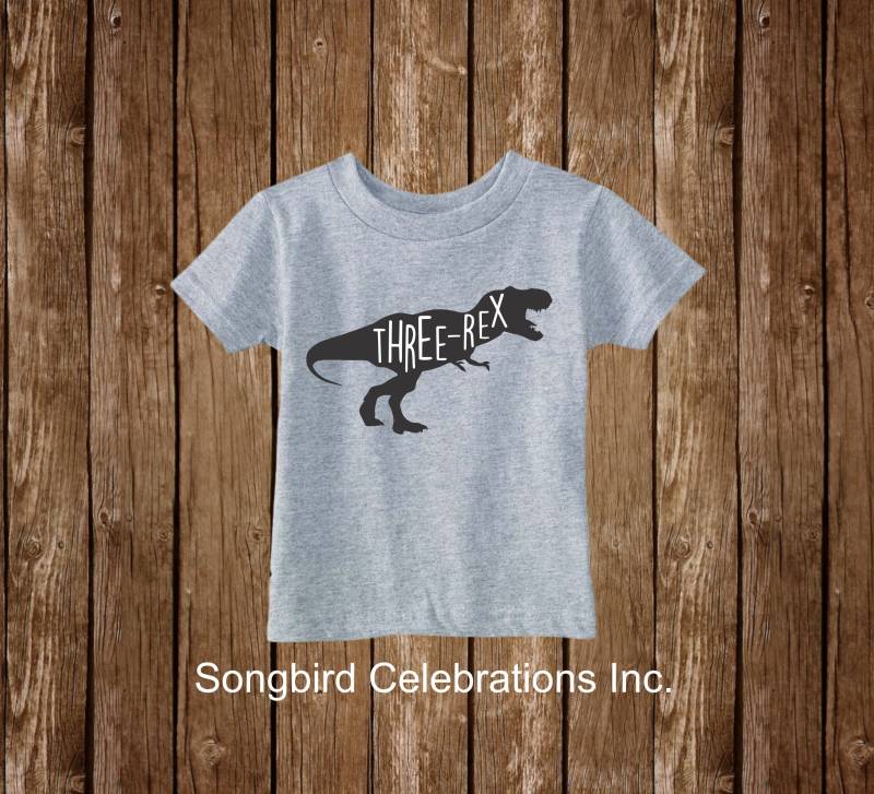 Drei Rex Geburtstag Shirt Dritten Junge 3. Dinosaurier Geburtstagsparty T-Rex von SongbirdCelebrations