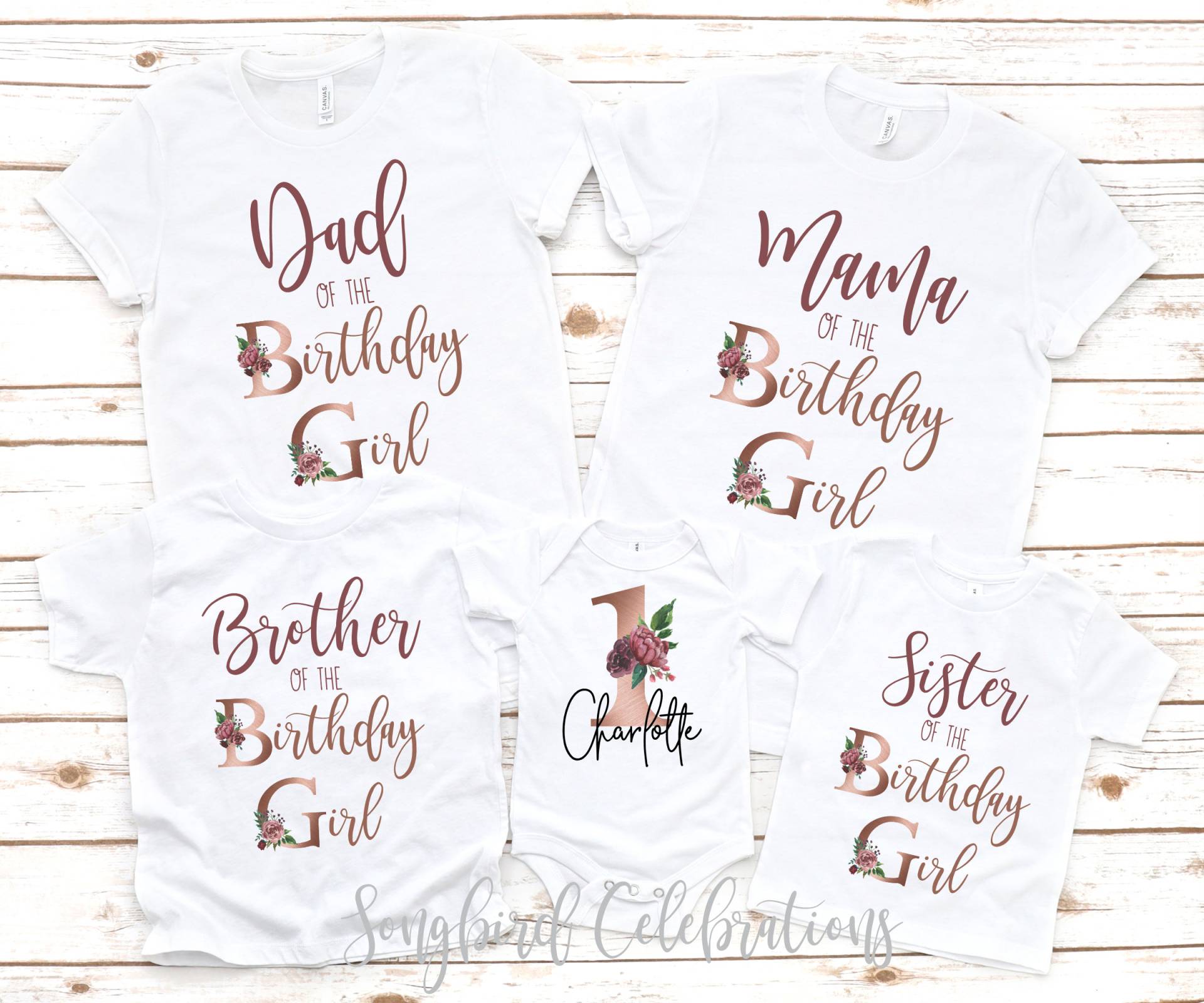 Familie Des Geburtstagsmädchen Shirts, 1. Geburtstag Mädchen, ® Erster Mädchen Passende Familien Mama Papa Geburtstagsmädchens von SongbirdCelebrations