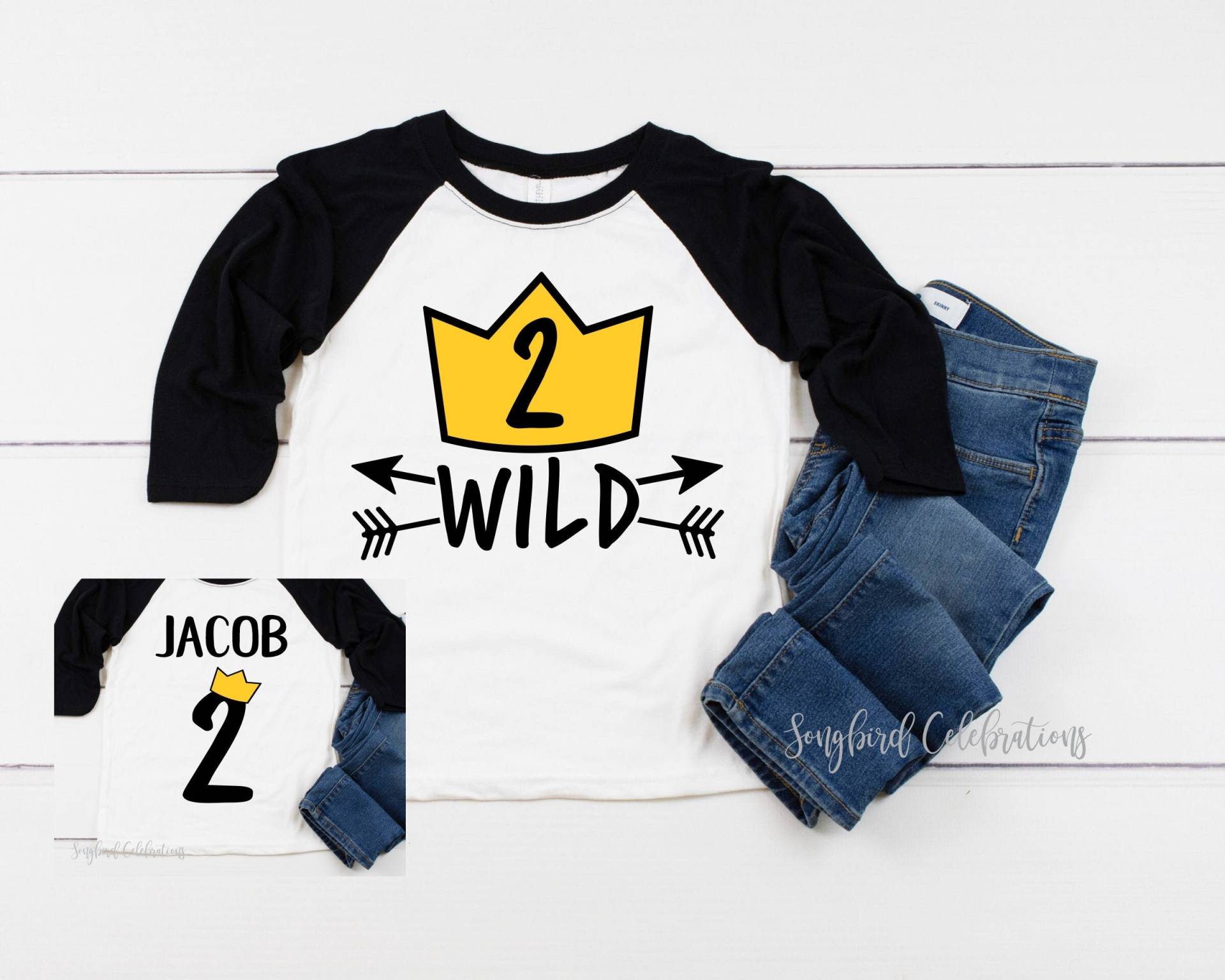 Zwei Wilde 2. Geburtstag Shirt Junge Zweiten Schwarz Weiß Raglan Party Boho Pfeil Hipster von SongbirdCelebrations