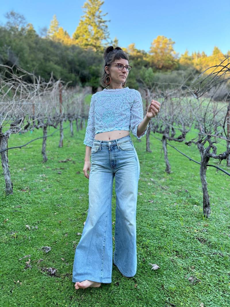 Vintage Spitzen Crop Top - Himmel Collage von SongbirdandRose