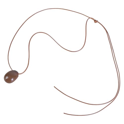 Elegante lange Wachsschnur-Halskette, modische lange Halskette mit elliptischem Anhänger, bequem und hautfreundlich, einzigartiges Mode-Statement von Songelt