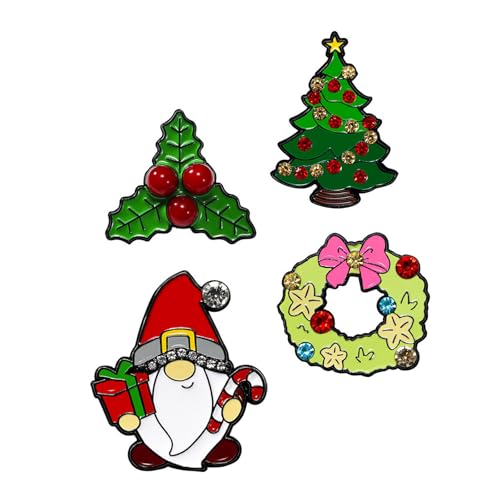 Festlicher Weihnachtsbaum-Anstecker-Set mit Strasssteinen, elegante Broschen mit Strasssteinen, verzierte Broschen für Hüte und Rucksäcke, festliches Schmuckzubehör von Songelt