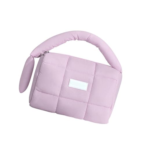 Gesteppte Make-up-Tasche mit Griff, geräumige Kosmetiktasche, Nylon, Reise-Kulturbeutel, organisiert für Frauen und Mädchen, gesteppte Make-up-Tasche, violett, Mass Beauty von Songelt
