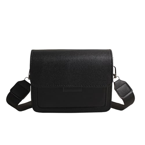 Kleine Umhängetasche im modernen koreanischen Stil, funktionales PU-Leder, Crossbody-Tasche mit verstellbarem Riemen für verschiedene Anlässe, funktionales Fach, Geldbörse, Schwarz , One Size von Songelt