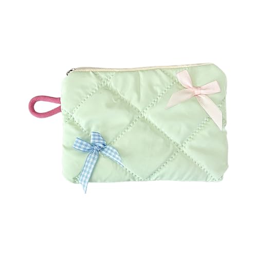 Kosmetiktasche aus Polyester, mit Schleife, vielseitig, tragbar, Organizer für Reisen und tägliches Zubehör, tragbare Reise-Make-up-Aufbewahrungstasche, lichtgrün, Einheitsgröße von Songelt