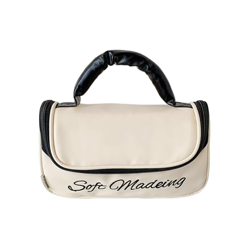 Kreative Make-up-Tasche mit Schleifen, großes Fassungsvermögen, Reise-Kosmetik, organisiert, tragbare Kulturbeutel, Aufbewahrungstaschen für Damen, multifunktionale Aufbewahrungstasche, beige, Mass von Songelt