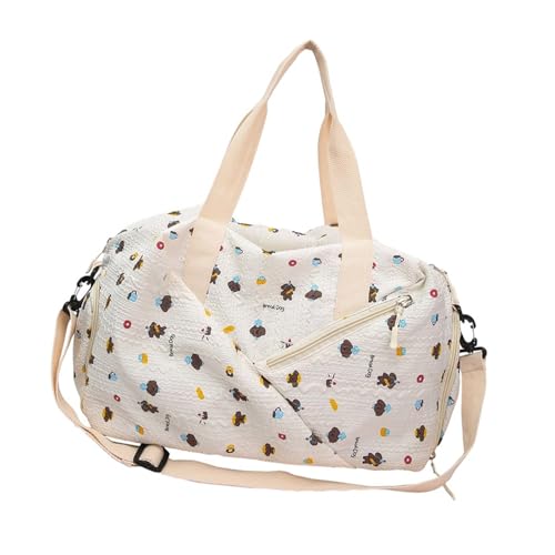 Leichte Nylon-Tragetasche für Ausflüge, Cartoon-Design, geräumiger Innenraum, verstellbarer Schultergurt, Schultertaschen, kurze Reisen, Freizeittasche, weiß, Mass Beauty von Songelt